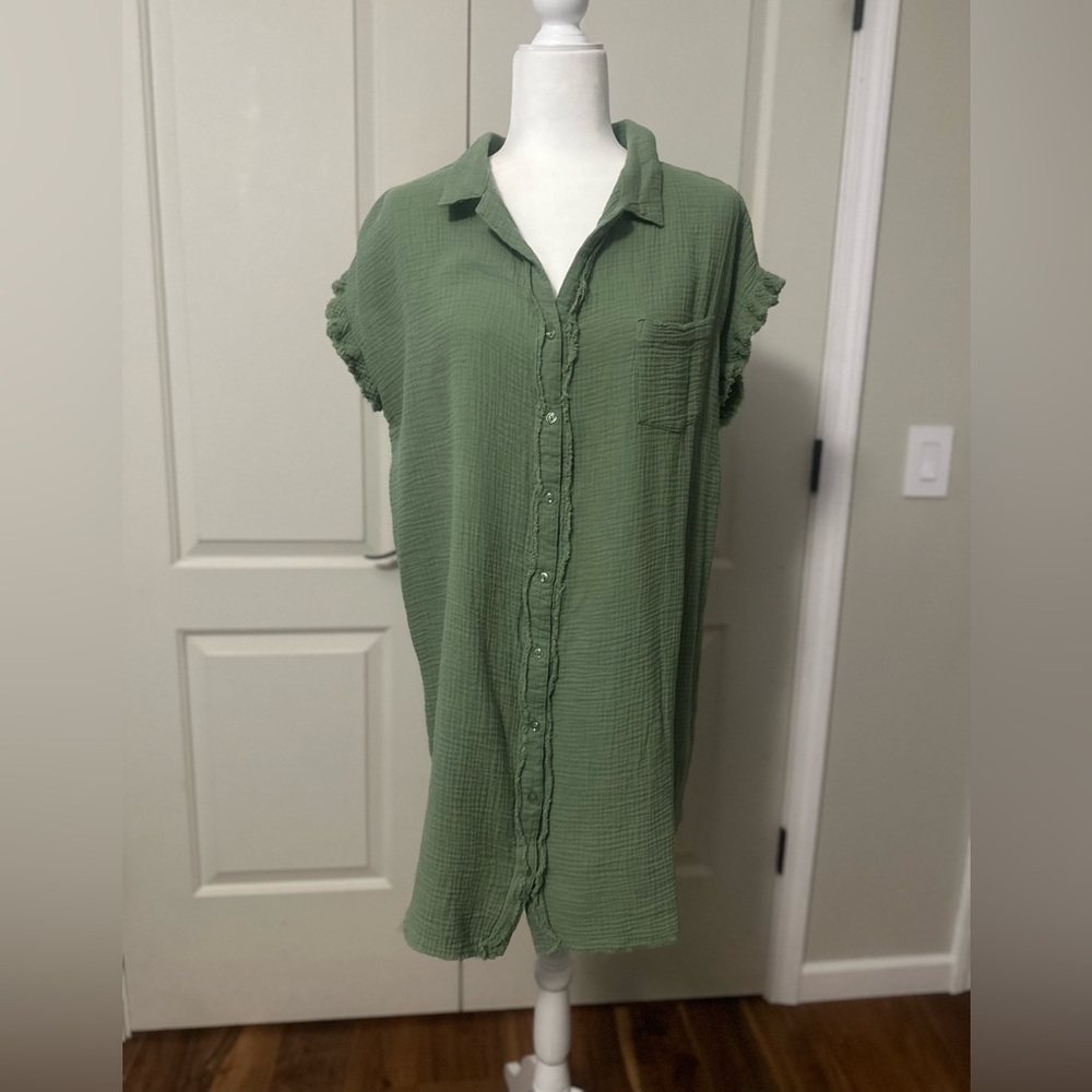Umgee Olive Button-Down dress